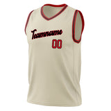 Custom Cream Red Solid Color Basketball Jersey