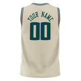 Custom Cream Kelly Green Solid Color Basketball Jersey