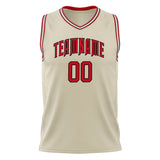 Custom Cream Red Solid Color Basketball Jersey