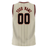 Custom Cream Black Pinstripe Basketball Jersey