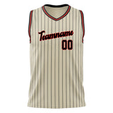 Custom Cream Black Pinstripe Basketball Jersey