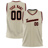 Custom Cream Black Pinstripe Basketball Jersey BS02240626LJ063