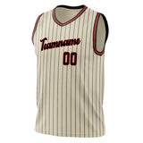 Custom Cream Black Pinstripe Basketball Jersey