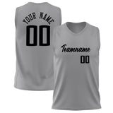 Custom Gray Black Solid Color Basketball Jersey