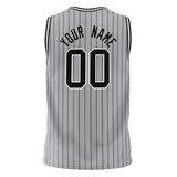 Custom Gray Black Pinstripe Basketball Jersey