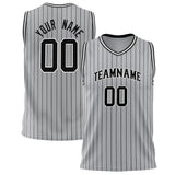 Custom Gray Black Pinstripe Basketball Jersey