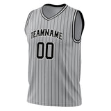 Custom Gray Black Pinstripe Basketball Jersey