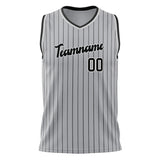 Custom Gray Black Pinstripe Basketball Jersey