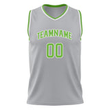 Custom Gray Neon Green Solid Color Basketball Jersey