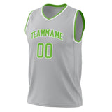 Custom Gray Neon Green Solid Color Basketball Jersey