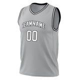 Custom Gray White Solid Color Basketball Jersey