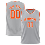 Custom Gray Orange Solid Color Basketball Jersey