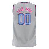 Custom Gray Light Blue Solid Color Basketball Jersey