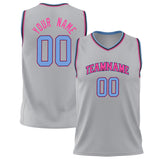 Custom Gray Light Blue Solid Color Basketball Jersey