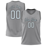 Custom Gray White Solid Color Basketball Jersey