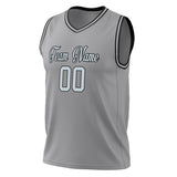 Custom Gray White Solid Color Basketball Jersey