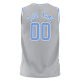 Custom Gray Light Blue Solid Color Basketball Jersey