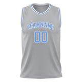 Custom Gray Light Blue Solid Color Basketball Jersey