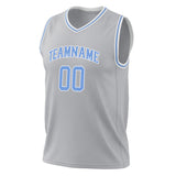 Custom Gray Light Blue Solid Color Basketball Jersey