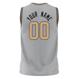 Custom Gray Gold Solid Color Basketball Jersey