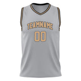 Custom Gray Gold Solid Color Basketball Jersey