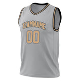 Custom Gray Gold Solid Color Basketball Jersey