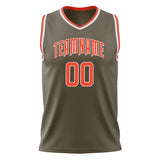 Custom Olive Orange Solid Color Basketball Jersey