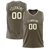 Custom Olive Cream Solid Color Basketball Jersey