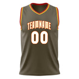 Custom Olive White Solid Color Basketball Jersey