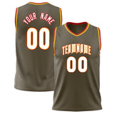 Custom Olive White Solid Color Basketball Jersey