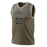 Custom Olive Black Solid Color Basketball Jersey