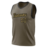 Custom Olive Black Solid Color Basketball Jersey