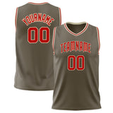 Custom Olive Red Solid Color Basketball Jersey BS02240626LJ140