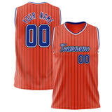 Custom Orange Royal Pinstripe Basketball Jersey