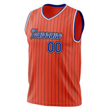 Custom Orange Royal Pinstripe Basketball Jersey