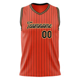 Custom Orange Black Pinstripe Basketball Jersey