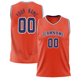 Custom Orange Navy Solid Color Basketball Jersey