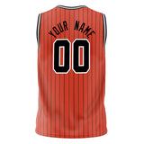 Custom Orange Black Pinstripe Basketball Jersey