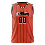 Custom Orange Black Pinstripe Basketball Jersey