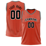 Custom Orange Black Pinstripe Basketball Jersey