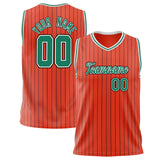 Custom Orange Kelly Green Pinstripe Basketball Jersey BS02240626XJ157