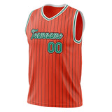 Custom Orange Kelly Green Pinstripe Basketball Jersey