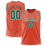 Custom Orange Kelly Green Pinstripe Basketball Jersey