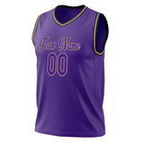 Custom Purple Old Gold Solid Color Basketball Jersey