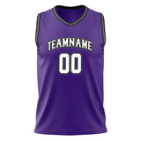 Custom Purple White Solid Color Basketball Jersey