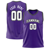 Custom Purple White Solid Color Basketball Jersey