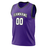 Custom Purple White Solid Color Basketball Jersey