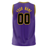 Custom Purple Gold Pinstripe Basketball Jersey