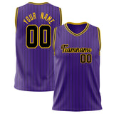 Custom Purple Gold Pinstripe Basketball Jersey BS02240626XJ181