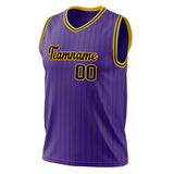 Custom Purple Gold Pinstripe Basketball Jersey